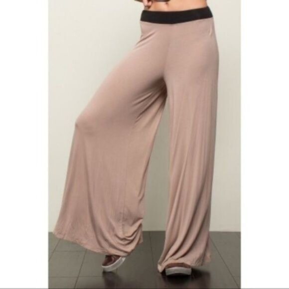 POL Pants - Banded Taupe Palazzo Pants